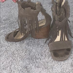 Beautiful boho suede tassel, block-heeled sandals